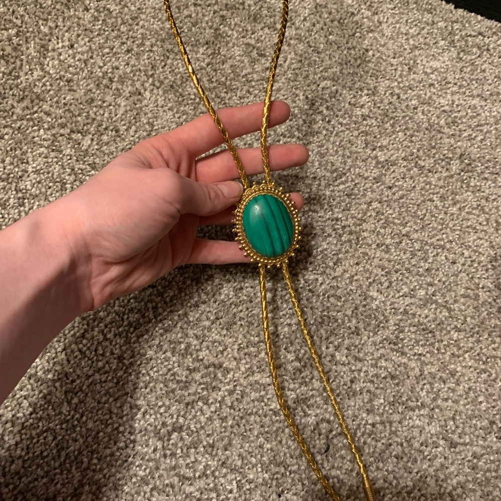 Gold and Green 80s Bolo Tie